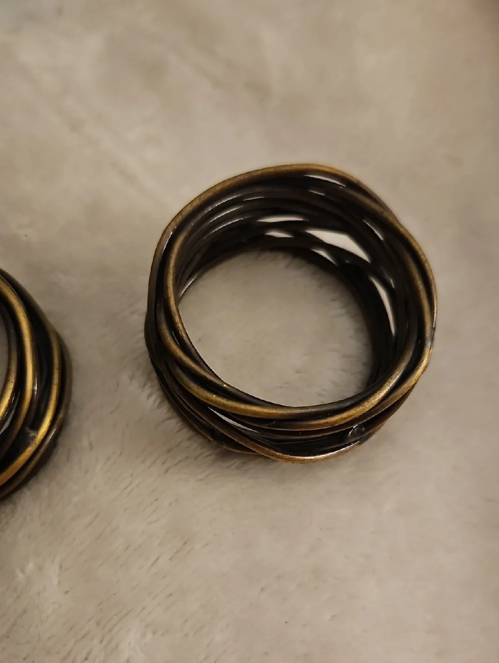 Vintage Set of Two Antique Brass Wire Bird's Nest Napkin Rings